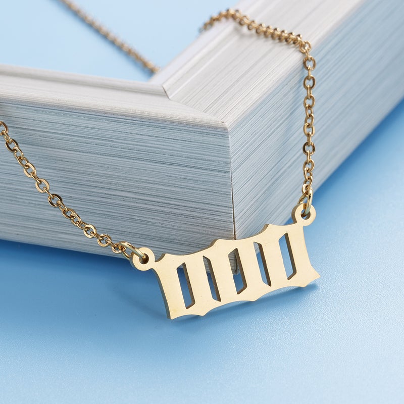 Niche Design New Stainless Steel Angel Number Necklace 111-999 Old English Meaning Number Necklace - Image 3